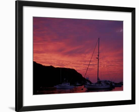 Boats at Sunset in Monhegan Harbor, Maine, USA-Jerry & Marcy Monkman-Framed Photographic Print
