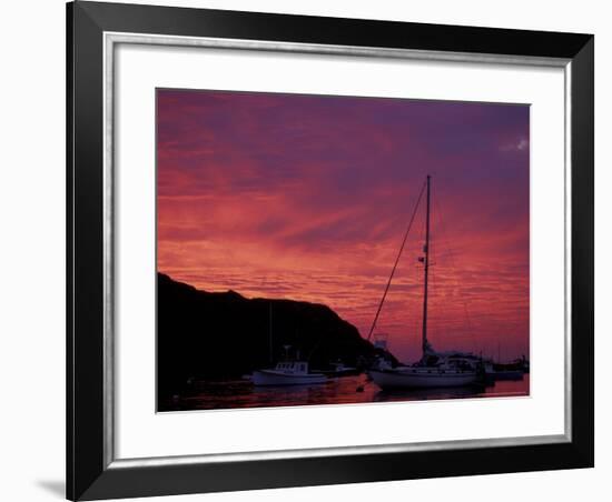 Boats at Sunset in Monhegan Harbor, Maine, USA-Jerry & Marcy Monkman-Framed Photographic Print