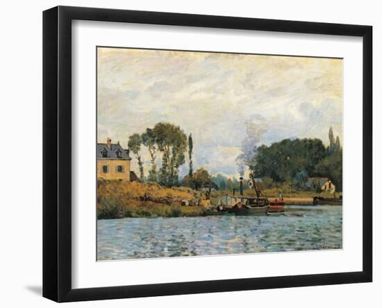 Boats at the Lock at Bougival-Alfred Sisley-Framed Art Print