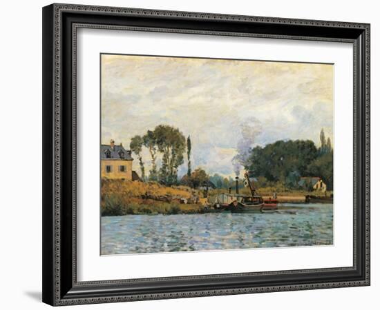 Boats at the Lock at Bougival-Alfred Sisley-Framed Art Print