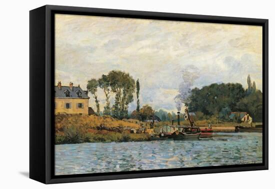 Boats at the Lock at Bougival-Alfred Sisley-Framed Premier Image Canvas
