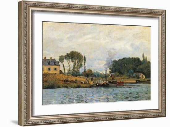 Boats at the Lock at Bougival-Alfred Sisley-Framed Giclee Print