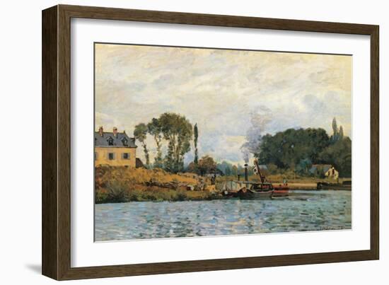 Boats at the Lock at Bougival-Alfred Sisley-Framed Giclee Print