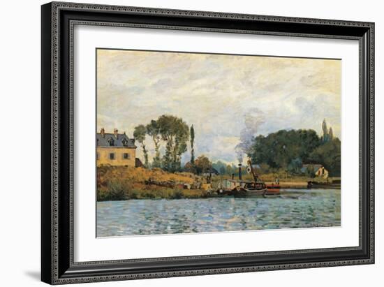 Boats at the Lock at Bougival-Alfred Sisley-Framed Giclee Print