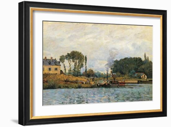 Boats at the Lock at Bougival-Alfred Sisley-Framed Giclee Print