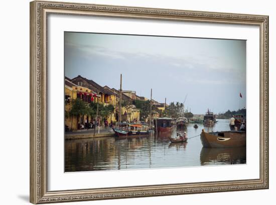 Boats at the Thu Bon River, Hoi An, Vietnam, Indochina, Southeast Asia, Asia-Yadid Levy-Framed Photographic Print