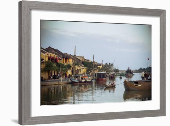 Boats at the Thu Bon River, Hoi An, Vietnam, Indochina, Southeast Asia, Asia-Yadid Levy-Framed Photographic Print