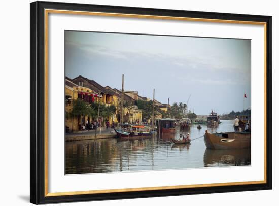 Boats at the Thu Bon River, Hoi An, Vietnam, Indochina, Southeast Asia, Asia-Yadid Levy-Framed Photographic Print