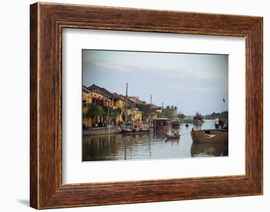 Boats at the Thu Bon River, Hoi An, Vietnam, Indochina, Southeast Asia, Asia-Yadid Levy-Framed Photographic Print