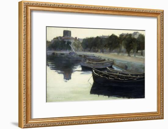 Boats at their Moorings-Victor Dupre-Framed Giclee Print