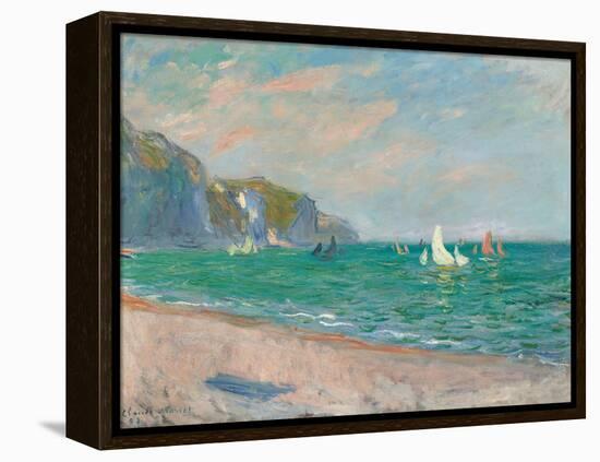 Boats Below the Pourville Cliffs; Bateaux Devant Les Falaises De Pourville, 1882-Claude Monet-Framed Premier Image Canvas