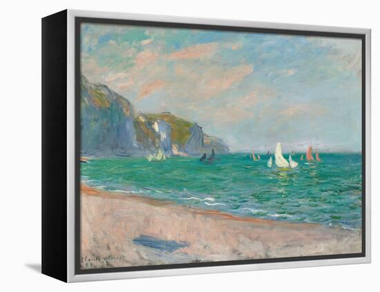 Boats Below the Pourville Cliffs; Bateaux Devant Les Falaises De Pourville, 1882-Claude Monet-Framed Premier Image Canvas