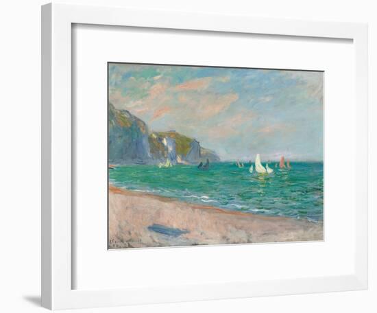 Boats Below the Pourville Cliffs; Bateaux Devant Les Falaises De Pourville, 1882-Claude Monet-Framed Premium Giclee Print