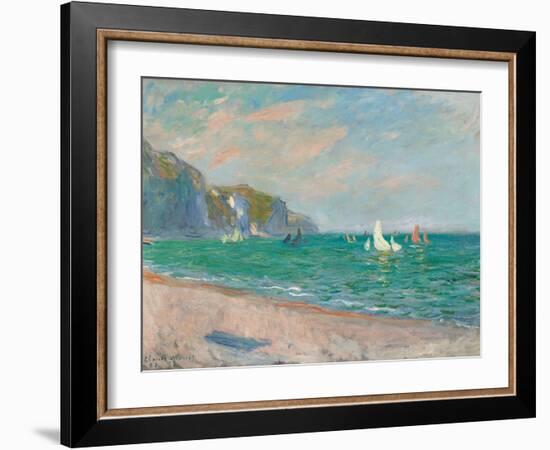Boats Below the Pourville Cliffs; Bateaux Devant Les Falaises De Pourville, 1882-Claude Monet-Framed Premium Giclee Print