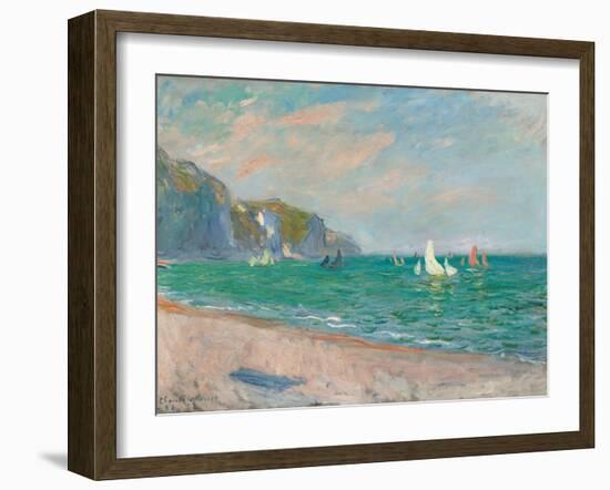 Boats Below the Pourville Cliffs; Bateaux Devant Les Falaises De Pourville, 1882-Claude Monet-Framed Giclee Print