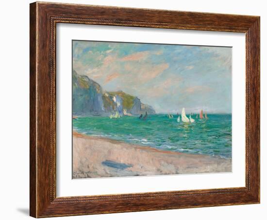 Boats Below the Pourville Cliffs; Bateaux Devant Les Falaises De Pourville, 1882-Claude Monet-Framed Giclee Print