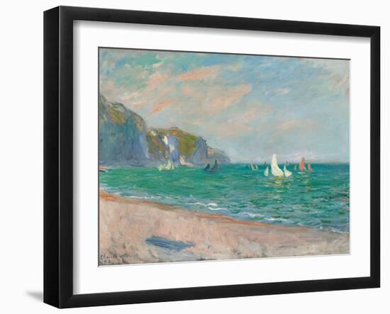 Boats Below the Pourville Cliffs; Bateaux Devant Les Falaises De Pourville, 1882-Claude Monet-Framed Giclee Print