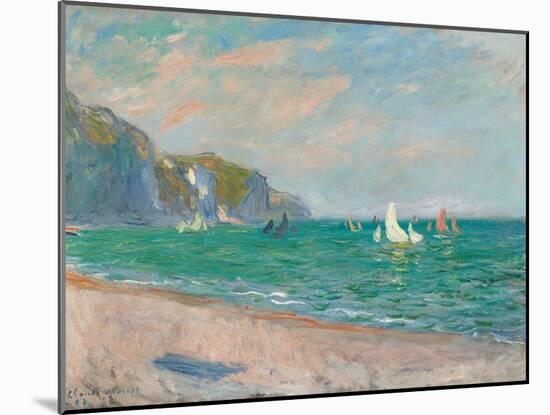 Boats Below the Pourville Cliffs; Bateaux Devant Les Falaises De Pourville, 1882-Claude Monet-Mounted Giclee Print