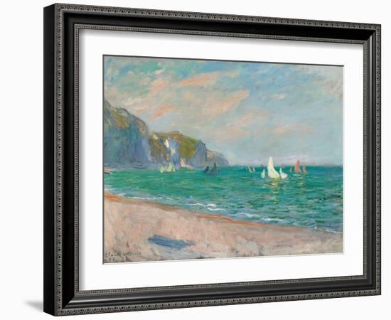 Boats Below the Pourville Cliffs; Bateaux Devant Les Falaises De Pourville, 1882-Claude Monet-Framed Giclee Print