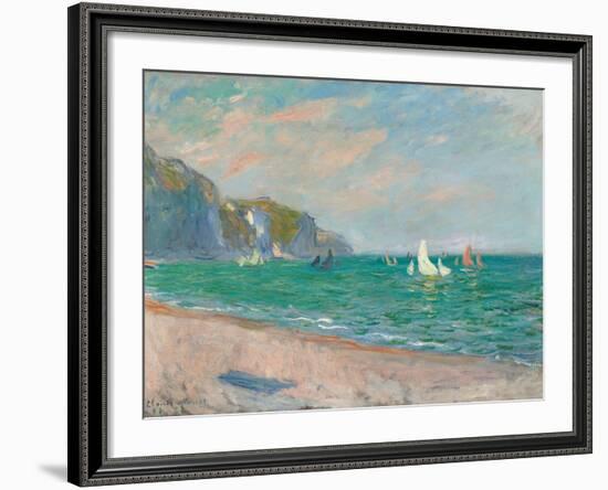 Boats Below the Pourville Cliffs; Bateaux Devant Les Falaises De Pourville, 1882-Claude Monet-Framed Giclee Print