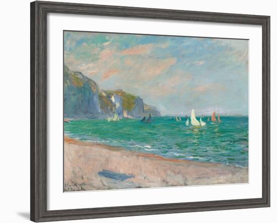 Boats Below the Pourville Cliffs; Bateaux Devant Les Falaises De Pourville, 1882-Claude Monet-Framed Giclee Print