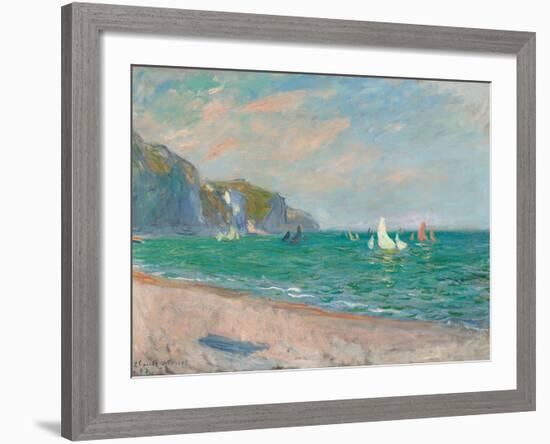 Boats Below the Pourville Cliffs; Bateaux Devant Les Falaises De Pourville, 1882-Claude Monet-Framed Giclee Print