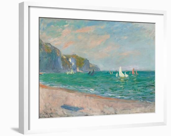 Boats Below the Pourville Cliffs; Bateaux Devant Les Falaises De Pourville, 1882-Claude Monet-Framed Giclee Print