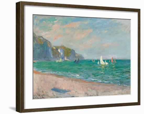 Boats Below the Pourville Cliffs; Bateaux Devant Les Falaises De Pourville, 1882-Claude Monet-Framed Giclee Print