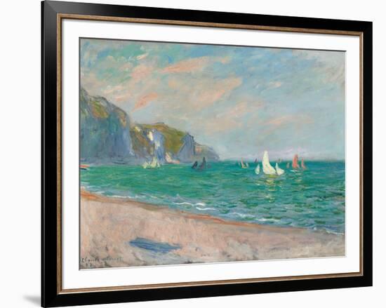 Boats Below the Pourville Cliffs; Bateaux Devant Les Falaises De Pourville, 1882-Claude Monet-Framed Giclee Print