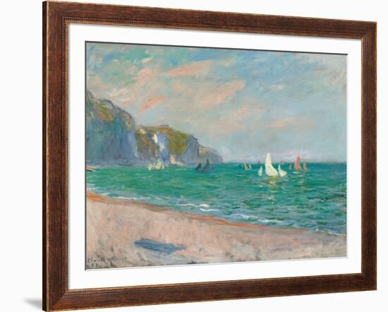 Boats Below the Pourville Cliffs; Bateaux Devant Les Falaises De Pourville, 1882-Claude Monet-Framed Giclee Print