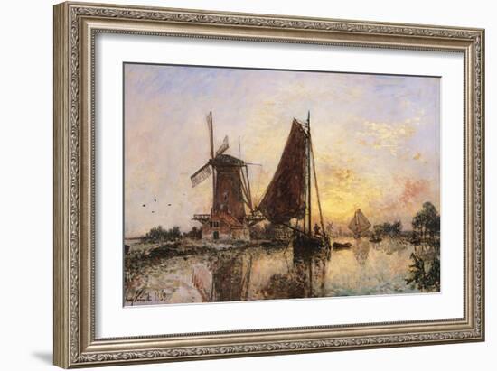 Boats by the Mill-null-Framed Art Print