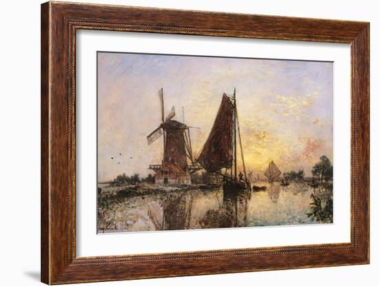 Boats by the Mill-null-Framed Art Print