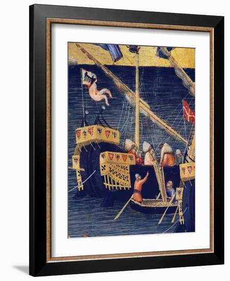 Boats, Detail from Wheat Miracle, Miracles of St. Nicholas of Bari, 1327-1332-Ambrogio Lorenzetti-Framed Giclee Print