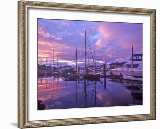 Boats Docked in Harbor at Sunset in Port Townsend, Washington, USA-Chuck Haney-Framed Photographic Print