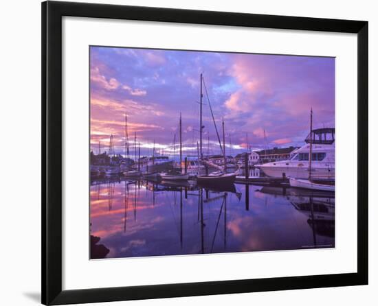 Boats Docked in Harbor at Sunset in Port Townsend, Washington, USA-Chuck Haney-Framed Photographic Print