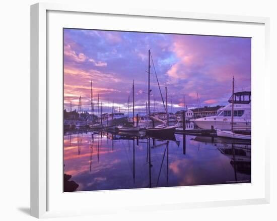 Boats Docked in Harbor at Sunset in Port Townsend, Washington, USA-Chuck Haney-Framed Photographic Print