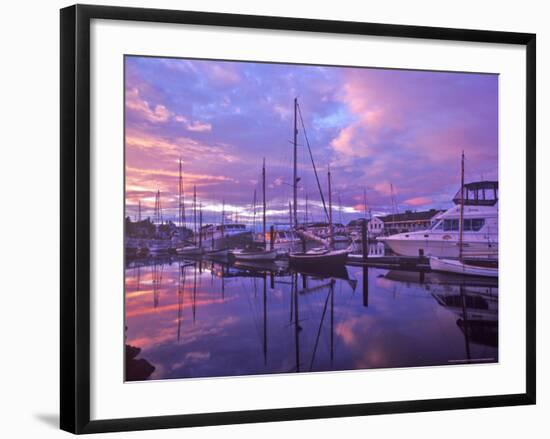 Boats Docked in Harbor at Sunset in Port Townsend, Washington, USA-Chuck Haney-Framed Photographic Print