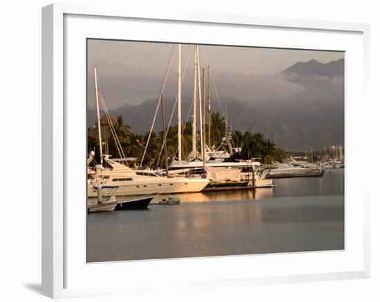 Boats Docked in Marina Vallarta Against Fog-Shrouded Mountains, Puerto Vallarta, Mexico-Nancy & Steve Ross-Framed Photographic Print