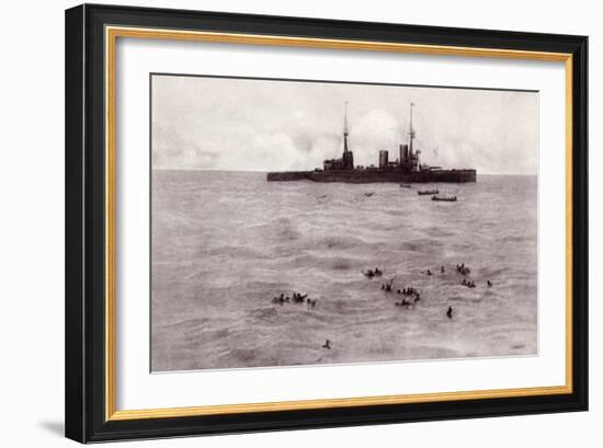 Boats from the British Battle Cruiser Inflexible Rescuing German Survivors from the Gneisenau-null-Framed Giclee Print