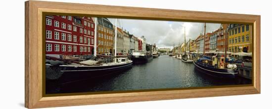 Boats in a Canal, Nyhavn, Copenhagen, Denmark-null-Framed Stretched Canvas