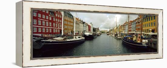 Boats in a Canal, Nyhavn, Copenhagen, Denmark-null-Framed Stretched Canvas