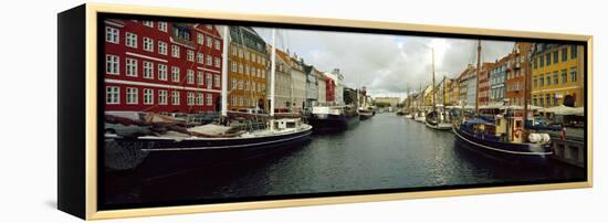 Boats in a Canal, Nyhavn, Copenhagen, Denmark-null-Framed Stretched Canvas