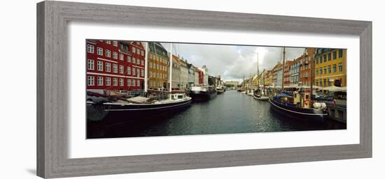 Boats in a Canal, Nyhavn, Copenhagen, Denmark-null-Framed Photographic Print