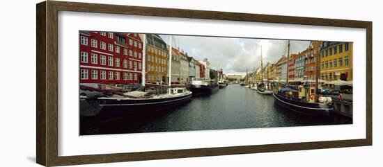 Boats in a Canal, Nyhavn, Copenhagen, Denmark-null-Framed Photographic Print