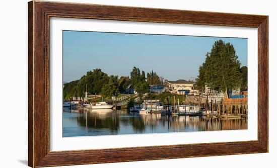 Boats in a river, Walnut Grove, Sacramento River, Sacramento?San Joaquin Ri-null-Framed Photographic Print