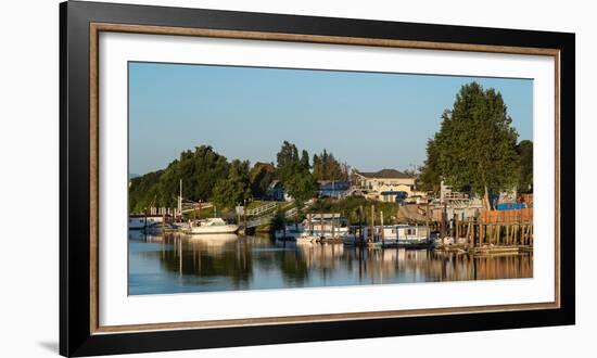 Boats in a river, Walnut Grove, Sacramento River, Sacramento?San Joaquin Ri-null-Framed Photographic Print