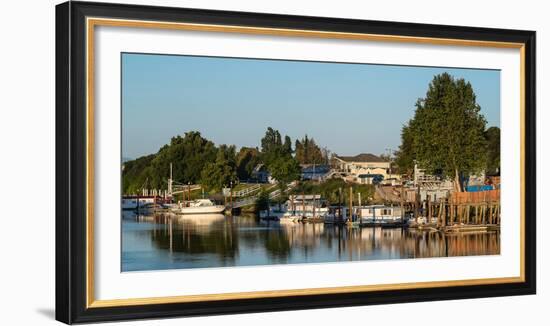 Boats in a river, Walnut Grove, Sacramento River, Sacramento?San Joaquin Ri-null-Framed Photographic Print