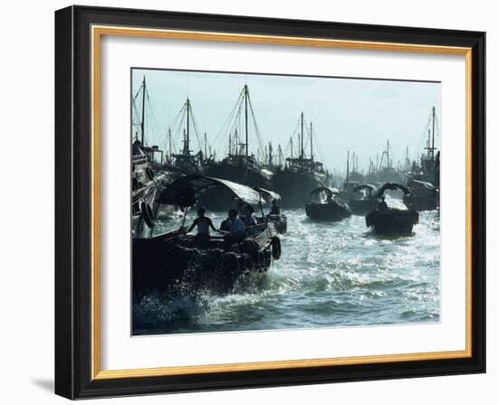 Boats in Aberdeen Harbour, Hong Kong, China-Alain Evrard-Framed Photographic Print