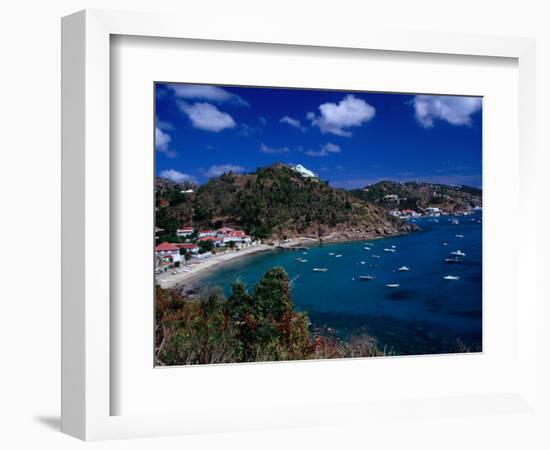 Boats in Bay, Corrossol Bay, St. Barts-Wayne Walton-Framed Photographic Print