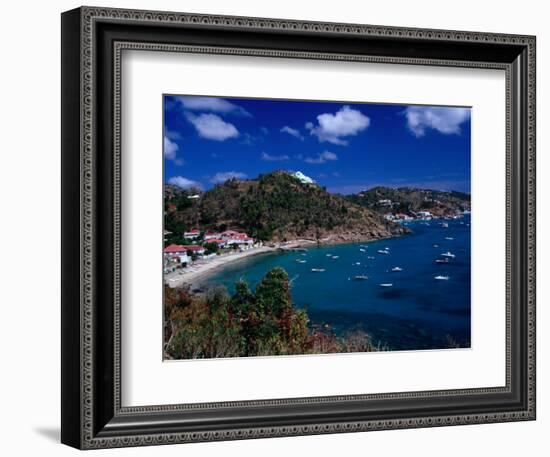 Boats in Bay, Corrossol Bay, St. Barts-Wayne Walton-Framed Photographic Print